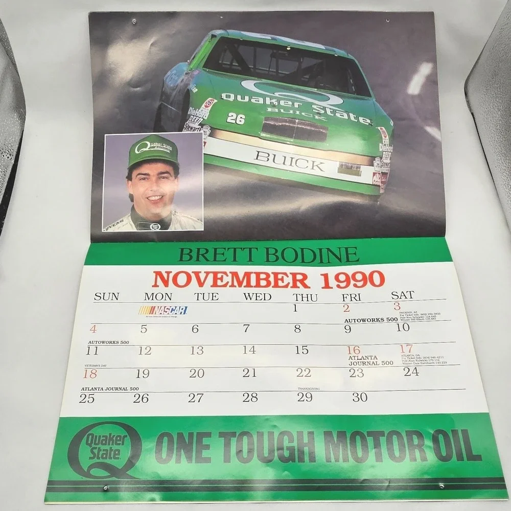 1990 Winston Cup NASCAR Driver Calendar Harry Gant Ken Schrader Geoff Bodine VTG